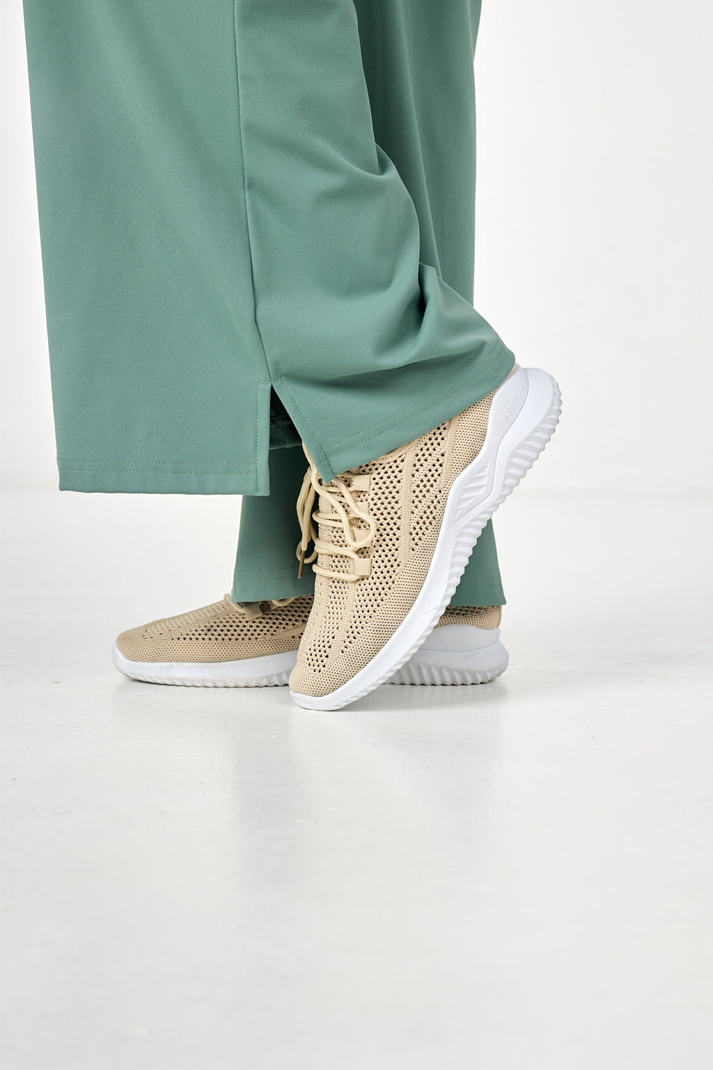 Cream Knit Sneakers